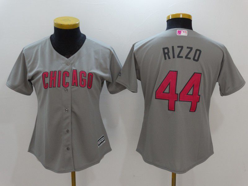 Women 2017 MLB Chicago Cubs #44 Anthony Rizzo Grey Mothers Day Jerseys->chicago cubs->MLB Jersey